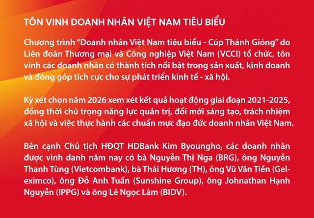 Chủ tịch HDBank Kim Byoungho nhận cúp Thánh Gióng 2026, ghi dấu trong Top 10 Doanh nhân Việt Nam tiêu biểu- Ảnh 9.